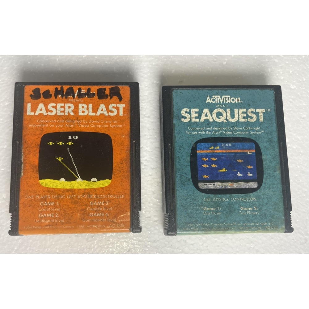 Vintage Atari 2600 Games Seaquest 1983 and Laser Blast 1982 - cartridges only